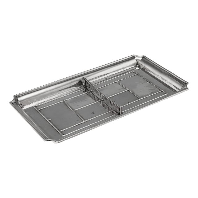 Large Vintage Spanish Silver-Plated Tennis Court Ashtray, 1960s For Sale