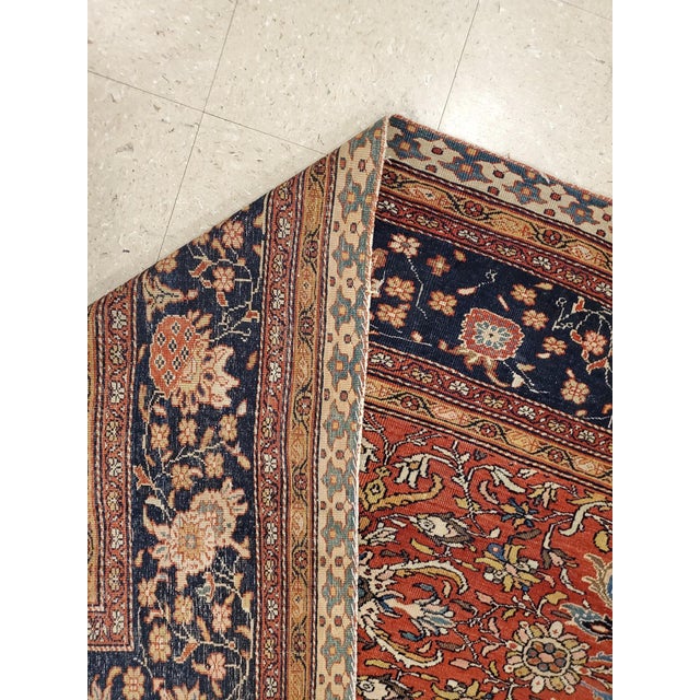 Antique Farahan Sarouk Carpet, Handmade Oriental Rug, Ivory, Red, Navy, Fine For Sale - Image 4 of 18