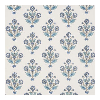 Schumacher Dalila Hand-Screen Print Fabric in Blue For Sale