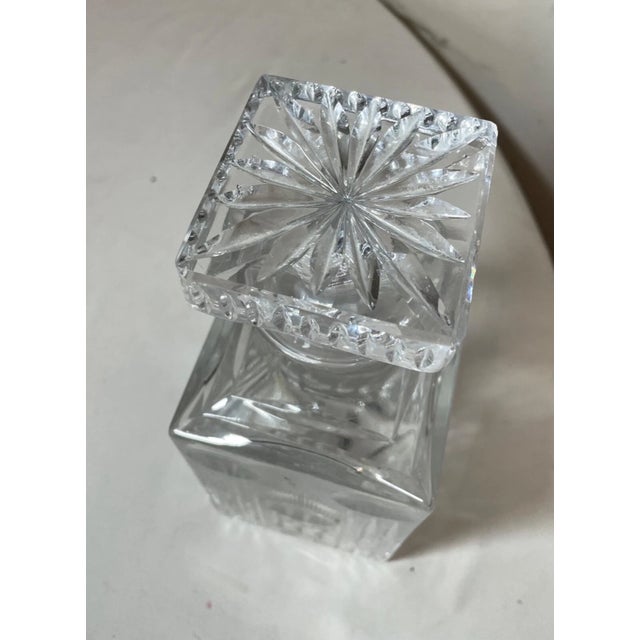Vintage American Brilliant Cut Clear Crystal Liquor Wine Decanter Glass Bottle For Sale - Image 9 of 12
