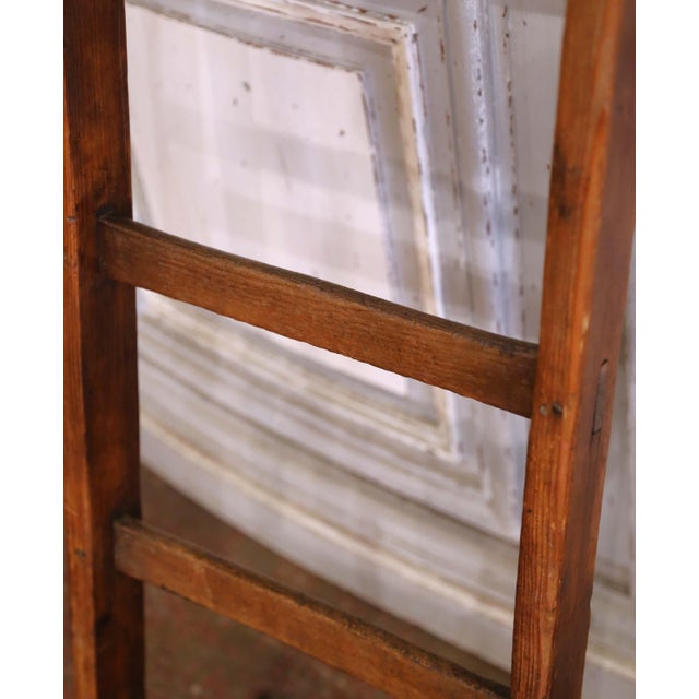 Wood 19th Century French Pine Library Ladder With 10 Steps For Sale - Image 7 of 9