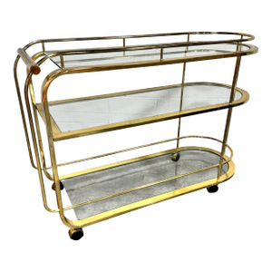 1970s Milo Style Brass Bar Cart