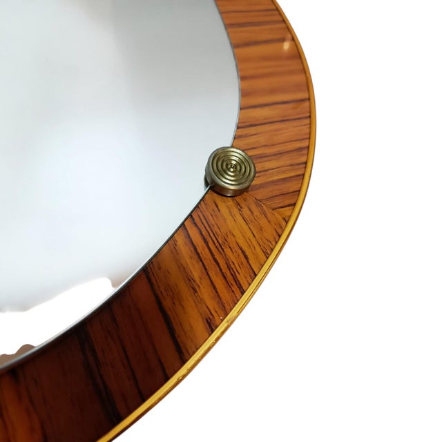 Mid-Century Modern Vintage Organic Wall Mirror with Wood-Veneered Panel, 1960s For Sale - Image 3 of 8