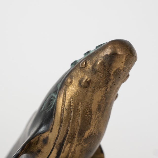 Metal Late 20th Century Spi Bronze Finish Humpback Whale Sculpture For Sale - Image 7 of 8