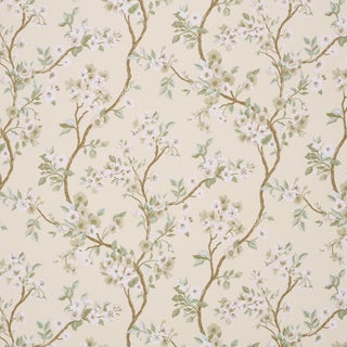 SAMPLE - Schumacher Cherry Blossom Fabric In Citron For Sale
