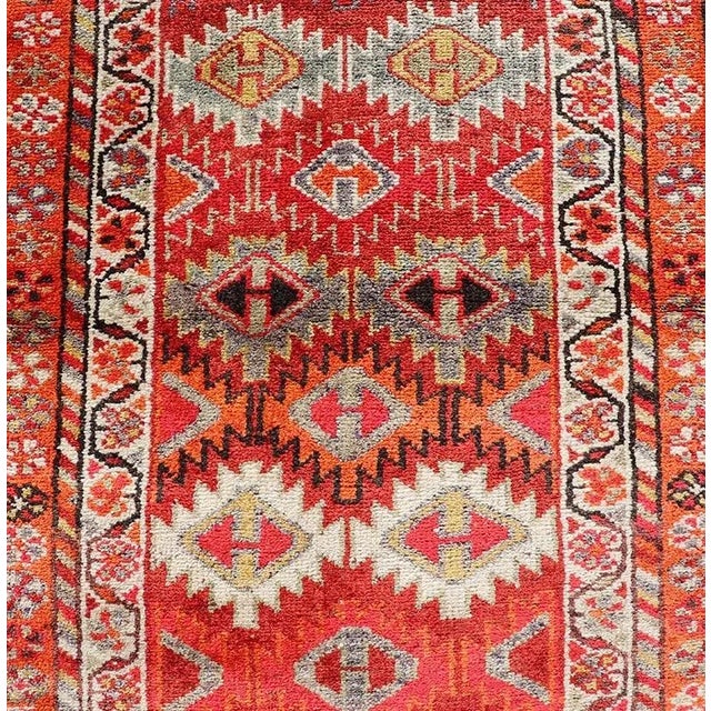Vintage Turkish Runner With All-Over Diamond Kurdish Design in Multi-Colors 2'11 X 9'10 For Sale In Atlanta - Image 6 of 10