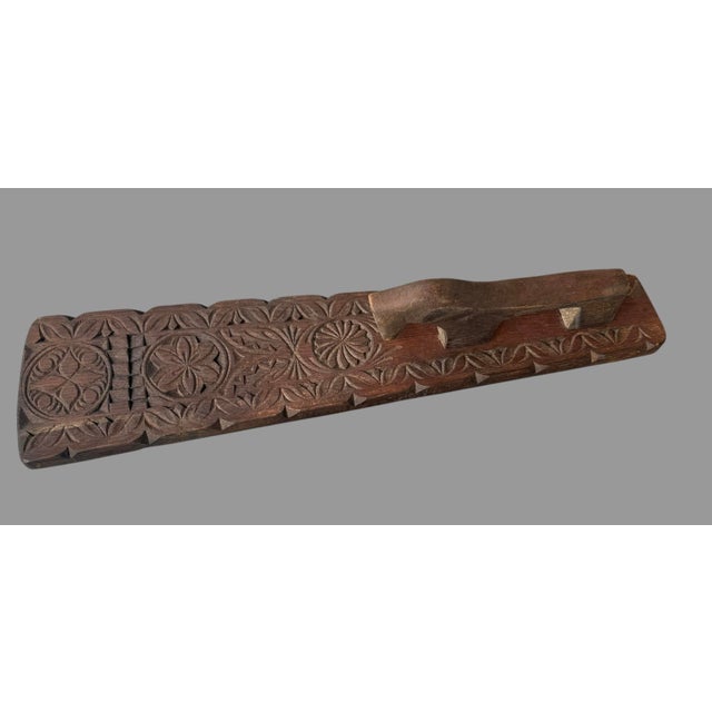 Late 19th Century Antique Scandinavian Mangle Board Carved Oak Horse Handle Folk Art 24” Mangletre For Sale - Image 5 of 10