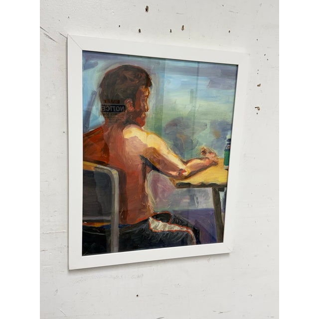 Figurative Figurative Artwork Man Waiting at the Window, Framed For Sale - Image 3 of 12