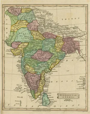 Antique Map of Hindustan or India, 1814