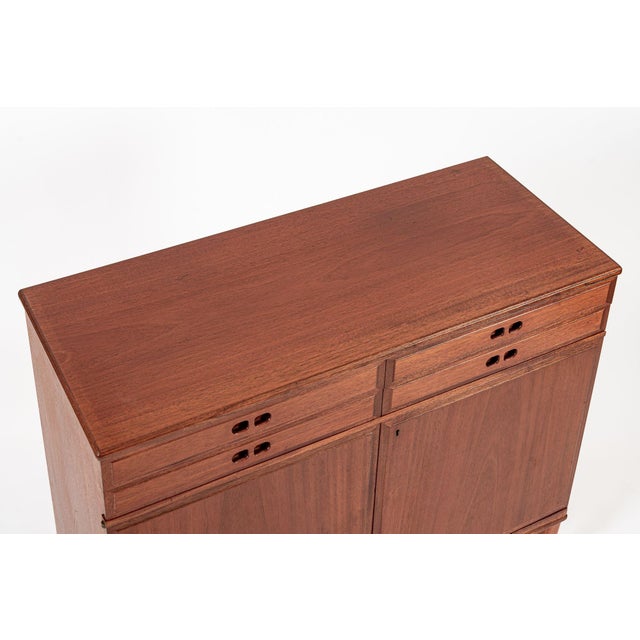 Mid Century Danish Modern Teak Storage Cabinet, Circa 1960, Two-Piece For Sale - Image 9 of 15