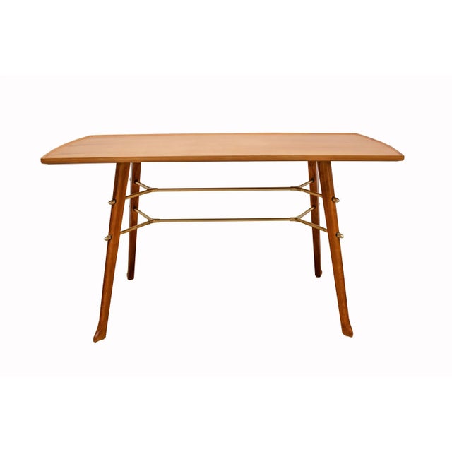 Cherry Wood and Brass Coffee Table, 1950s For Sale - Image 11 of 11