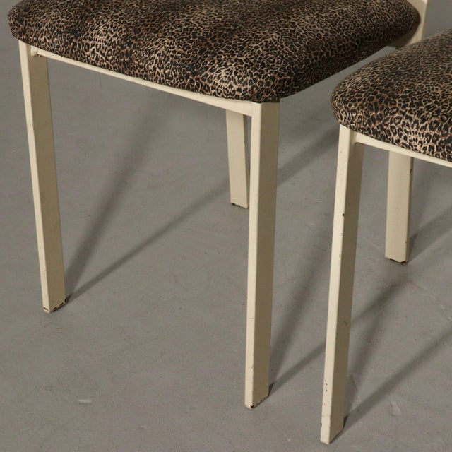 Off-white 1990s Post Modern Art Deco Leopard Side Chairs - A Pair For Sale - Image 8 of 10