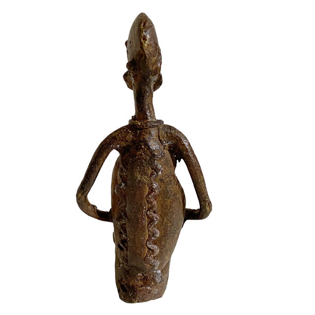 1980s African Dogon Bronze Figure of a Seating Male Mali 4.75" H For Sale - Image 5 of 11