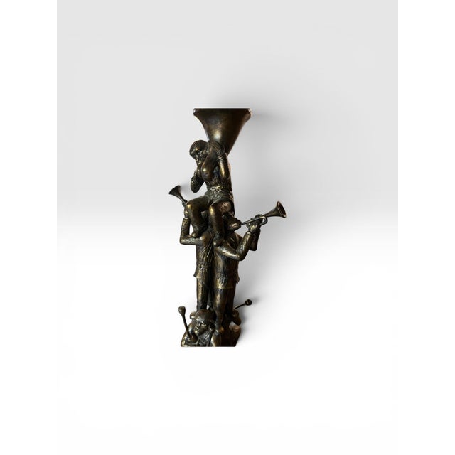 Metal Vintage Maitlandoi-Smith Monkey Band Table Lamp With Original Monkey Finial For Sale - Image 7 of 12