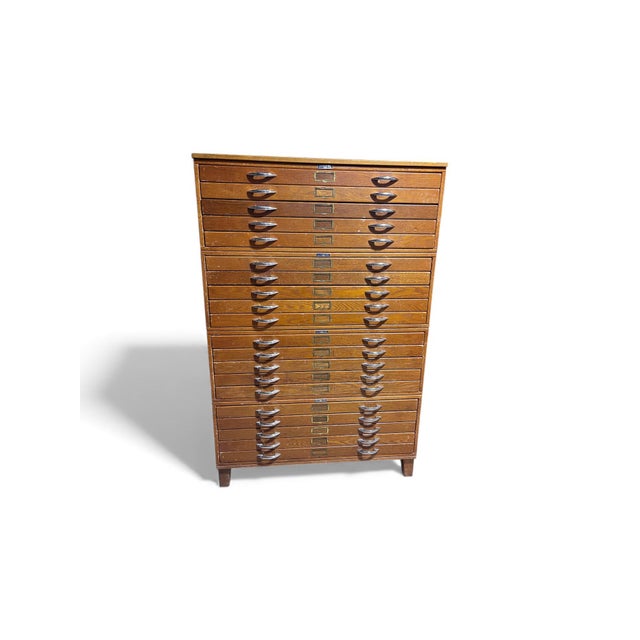 Vintage Mayline Stackable Wood Flat File Cabinets Four Sections With Original Base & Top. For Sale In West Palm - Image 6 of 12