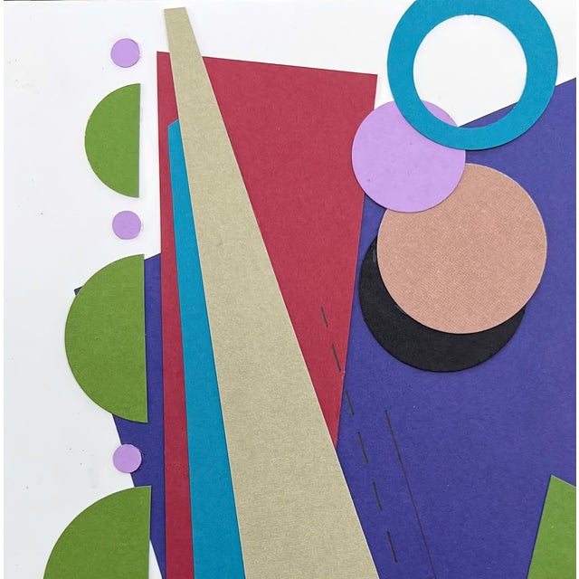 Box Spring Trampoline by Amy Hutcheson | Paper collage on wood cradle Abstract shapes and colors. For Sale - Image 4 of 5