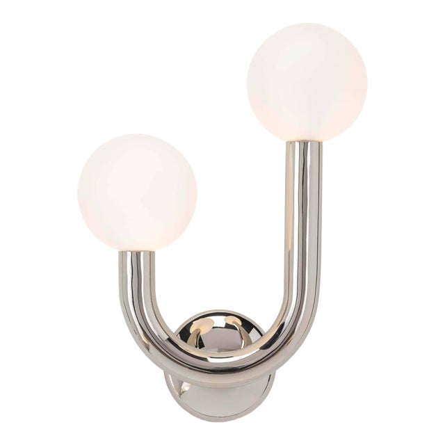 Regina Andrew Happy Steel Sconce Left Side, Polished Nickel For Sale