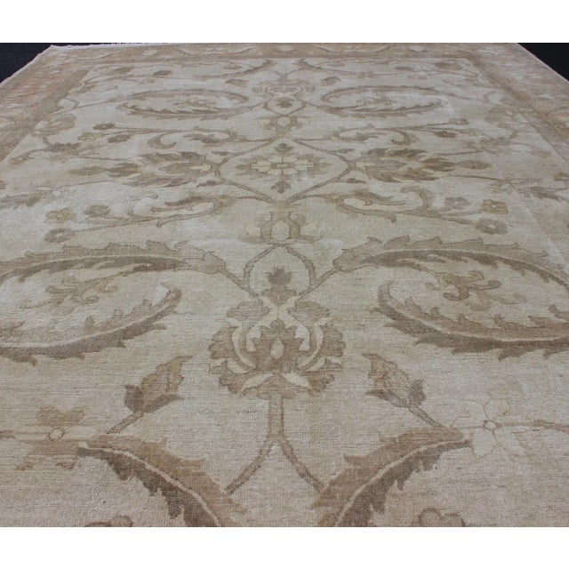 Textile Chobi Rug From Pakistan in Muted Earthy Tones of Brown, Taupe, Gray and Pale Green For Sale - Image 7 of 12