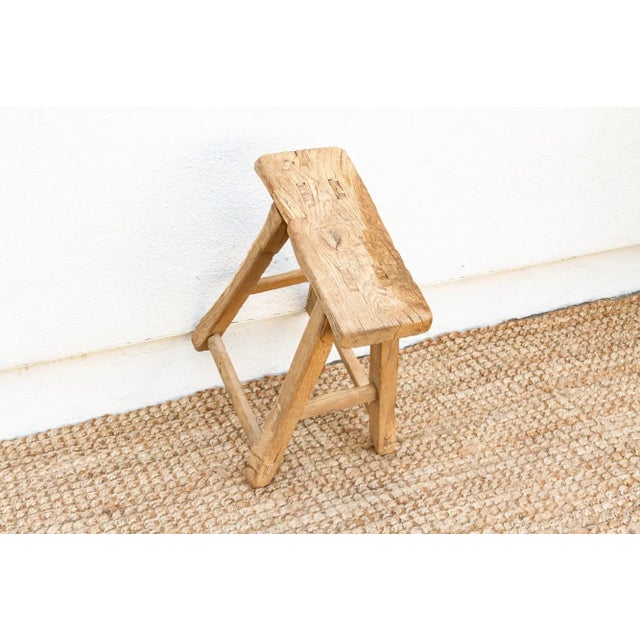 19th Century Primitive Ranch Style Wood Stool For Sale - Image 5 of 7
