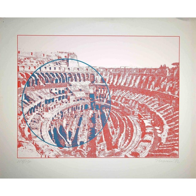 Rome - Colosseum interior is an original screen print on cardboard by Costantino Persiani in 1972. Hand-signed and dated...