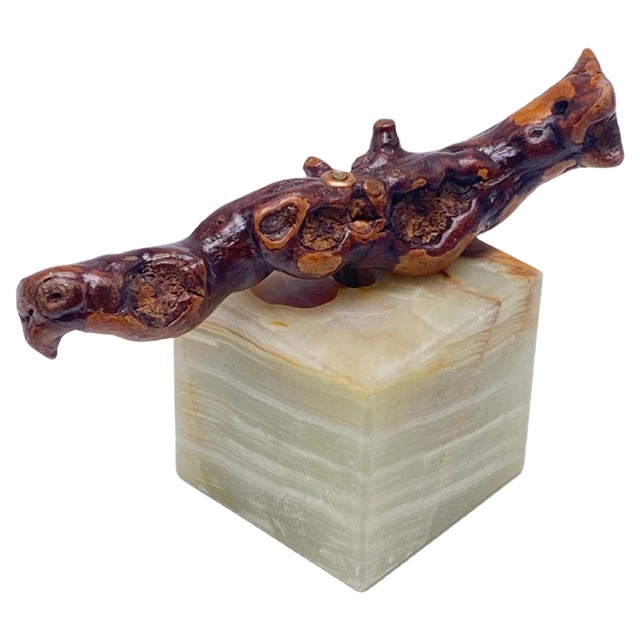 Vintage Brown and White Corkscrew in Wood, Italy For Sale