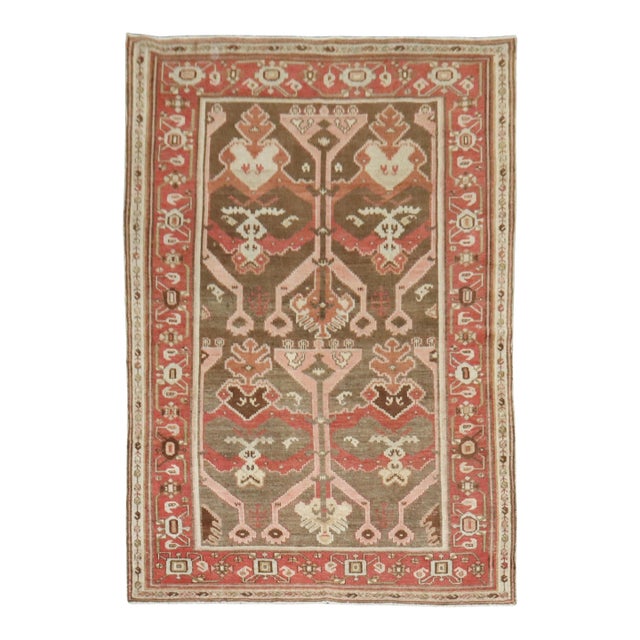 Zabihi Collection Brown Rust Color Persian Rug For Sale