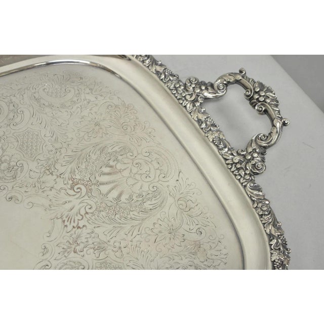 Antique Barker Ellis Victorian Silver Plated Serving Platter Bar Tray Engraved For Sale - Image 12 of 18