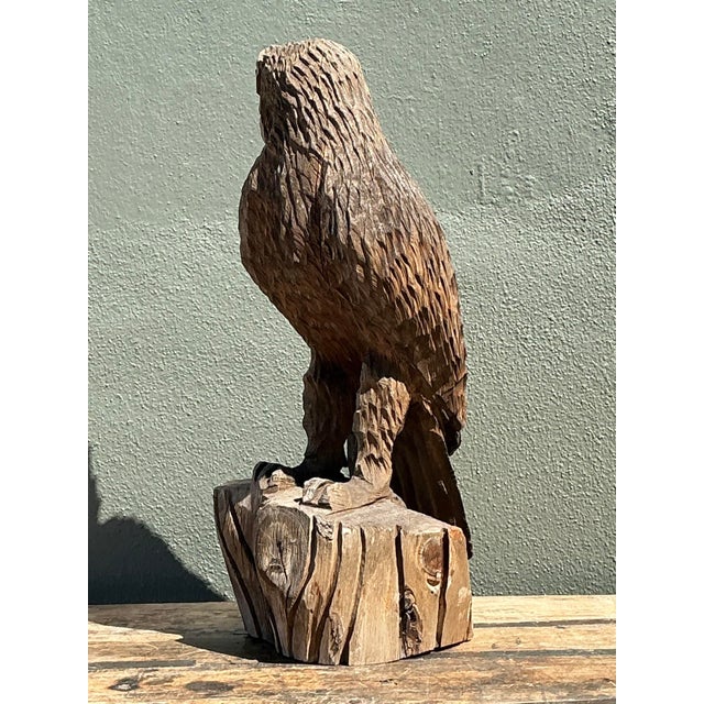 Vintage Hand Carved Eagle Statue For Sale - Image 9 of 12