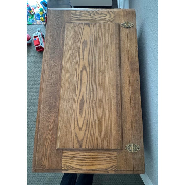 Chestnut Vintage 1910s Alaska Ice Box Wood Cabinet With Carved Details For Sale - Image 8 of 10