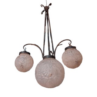 Art Deco Chandelier with Four Lights attributed to Muller, 1890s For Sale