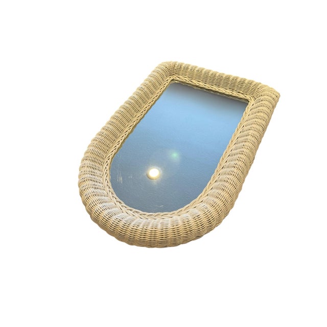 Vintage White Rattan Arched Mirror For Sale - Image 6 of 12