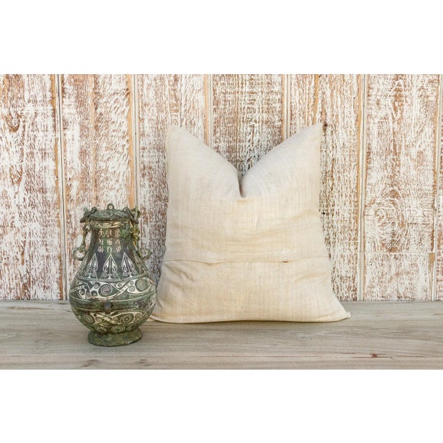 Olive Vintage Eindra Indian Olive Organic Silk Pillow For Sale - Image 8 of 10