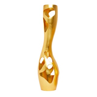 Bronze White Gold Leaf Vase by Reda Amalou Design For Sale
