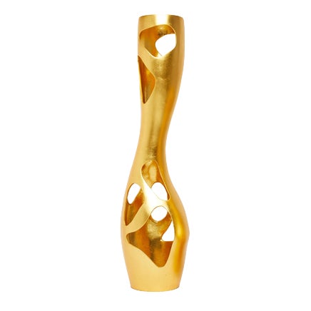 Bronze White Gold Leaf Vase by Reda Amalou Design For Sale