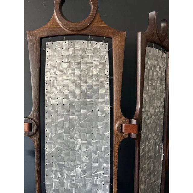 1980s Bud Tullis Wenge & Woven Aluminum Screen For Sale - Image 9 of 9