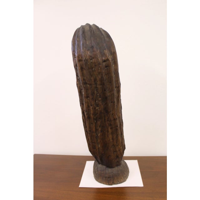 Vintage African Tribal Hand-Carved Wood Head Bust Sculpture For Sale - Image 4 of 13