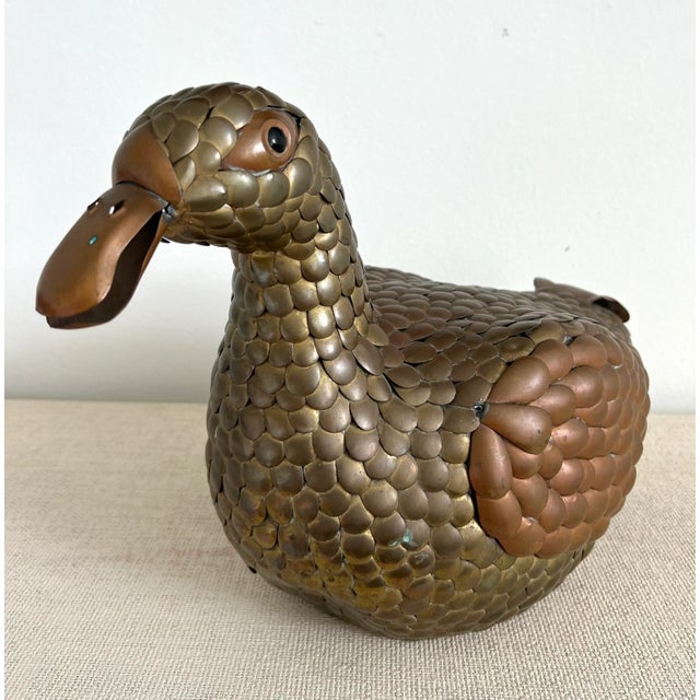 Large Sergio Bustamante Style Vintage Metal Sitting Duck For Sale - Image 11 of 12