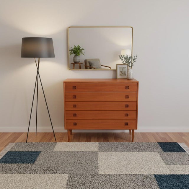 Danish Wide Teak Chest of Drawers with Five Drawers, 1960s For Sale - Image 13 of 17