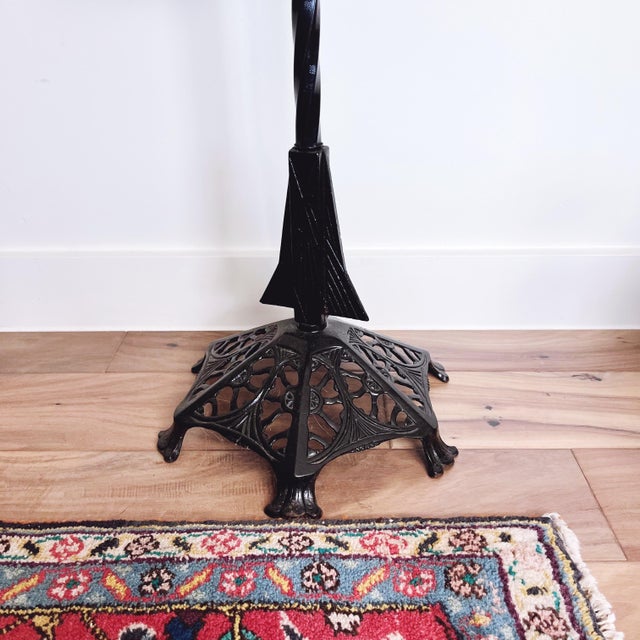 Art Deco Art Deco Smoking Stand, Antique Painted Cast Iron Plant Stand, Vintage Ashtray Pedestal For Sale - Image 3 of 5