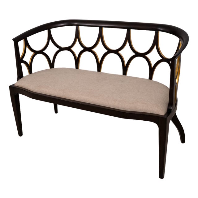 Theodore Alexander Decorated Settee W. Gold Accents For Sale