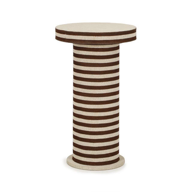 2020s Lyra Natural Striped Cotton Jute Contract-Grade Side Table For Sale - Image 5 of 6