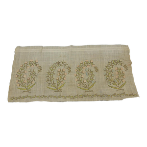 Antique Green and Pink Paisley Embroidered Textile
