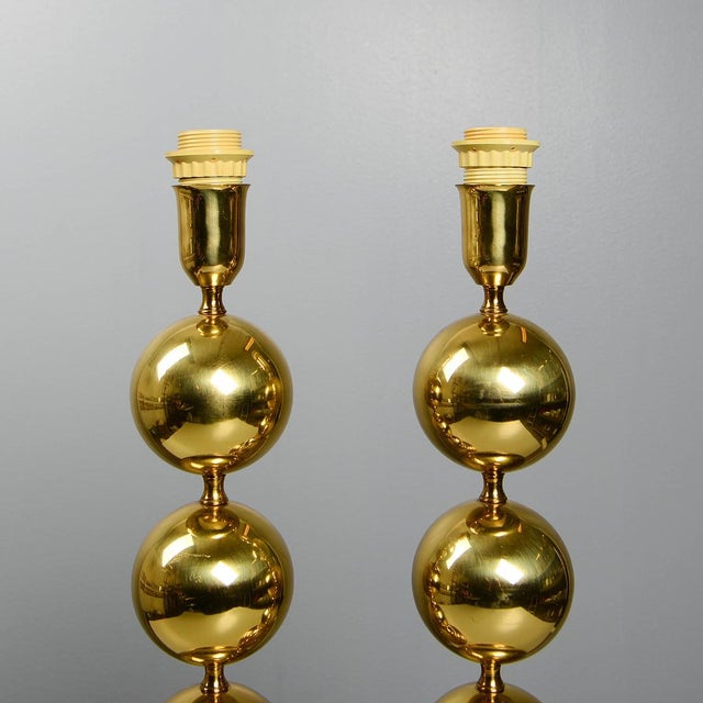 1970s Swedish Brass Table Lamps in the style of Stilarmatur, 1960s, Set of 2 For Sale - Image 5 of 8