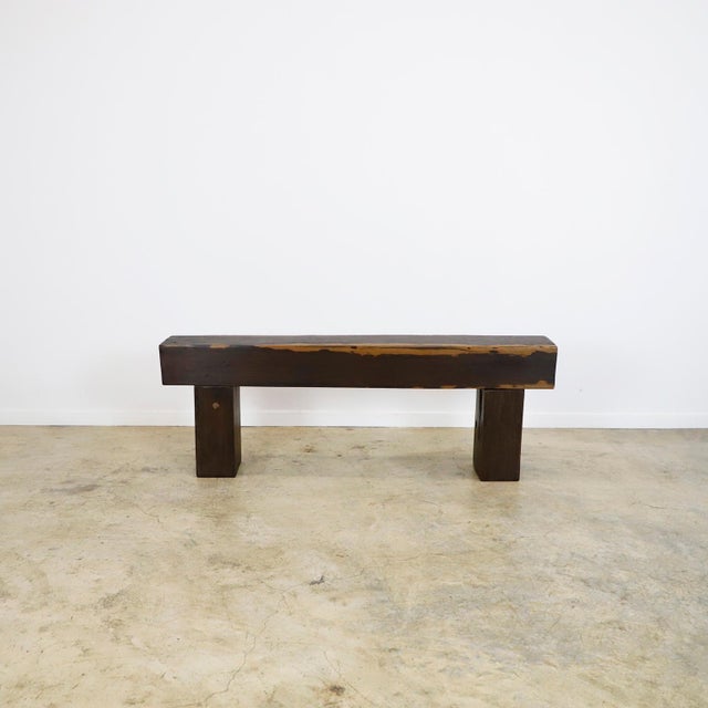 Wood 1970s Solid Tropical Wood Abstract Bench For Sale - Image 7 of 17