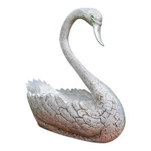 Vintage Saks Fifth Avenue Style Silvered Pewter Swan Cachepot Planter