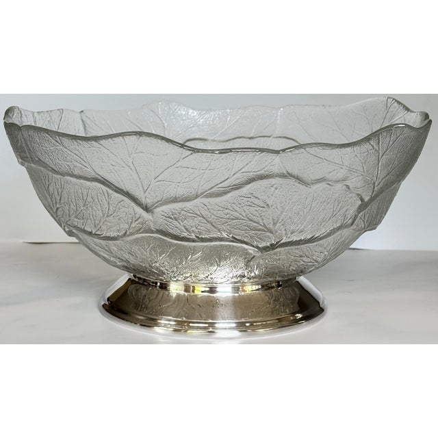 Vintage Clear Cabbage Ware Salad Bowl With Silver Plated Plinth For Sale - Image 11 of 12