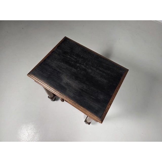 Wood Dutch Amsterdam School Solid Oak Side Table, 1930s For Sale - Image 7 of 8