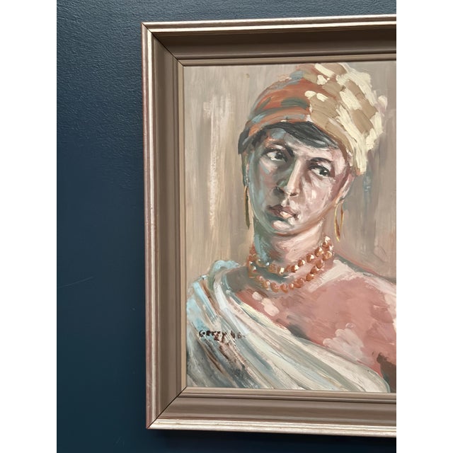 Mid-Century Modern Unknown, Portrait of a Woman, 1950s, Oil on Panel, Framed For Sale - Image 3 of 12