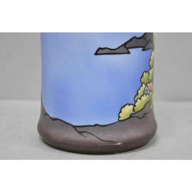 Antique Nippon Hand Painted Blue Halloween Pattern Porcelain Wine Jug W/ Cork For Sale - Image 13 of 18