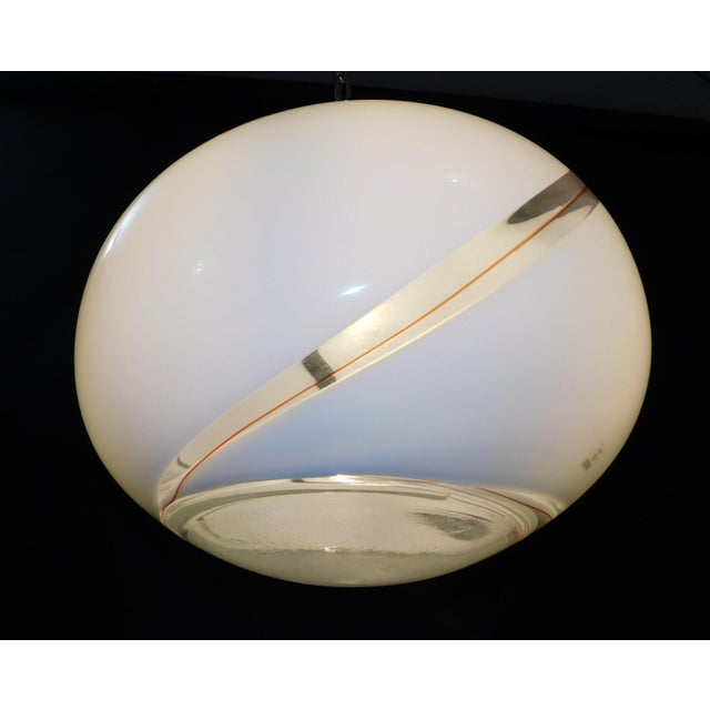 White 1960s Frosted Bollicine Murano Glass Pendant For Sale - Image 8 of 11